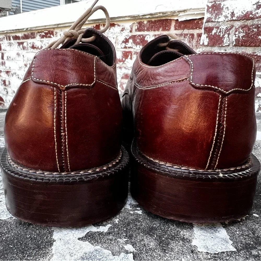 Cole Haan Country Men’s Sz 9.5 D Oxfords Brown Leather Split Toe Vintage Dress